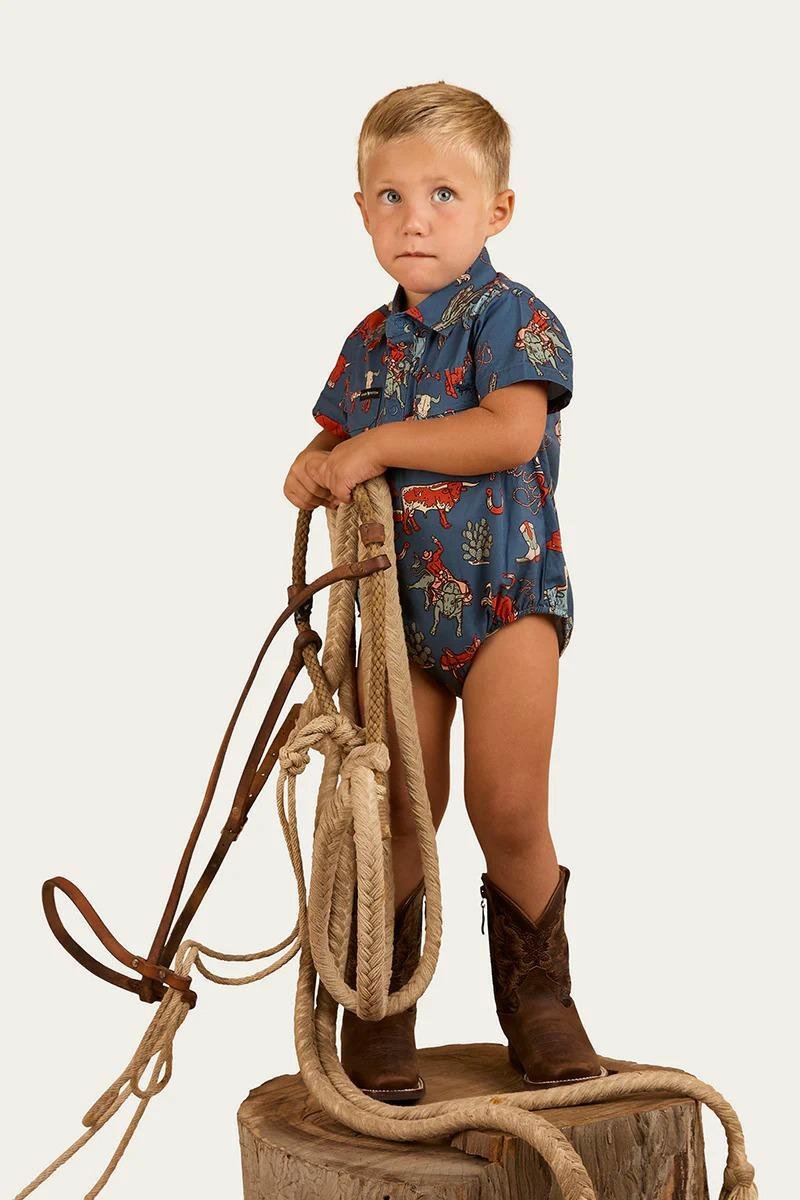 Ringers Western Mini Cowboys Baby Romper