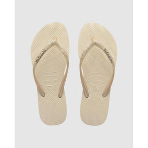 Havaianas Slim Metal Logo Glitter Beige - Kids