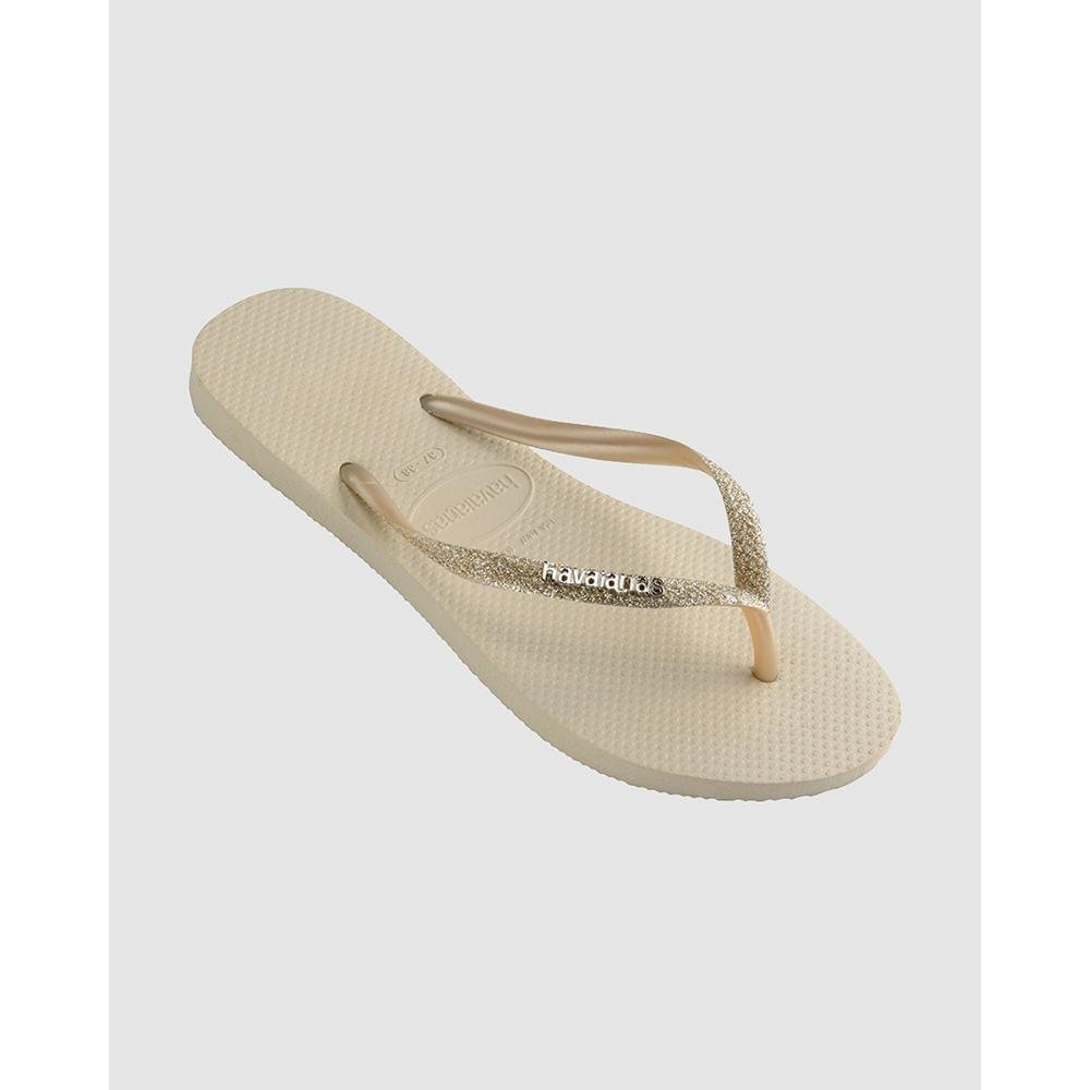Havaianas Slim Metal Logo Glitter Beige - Kids
