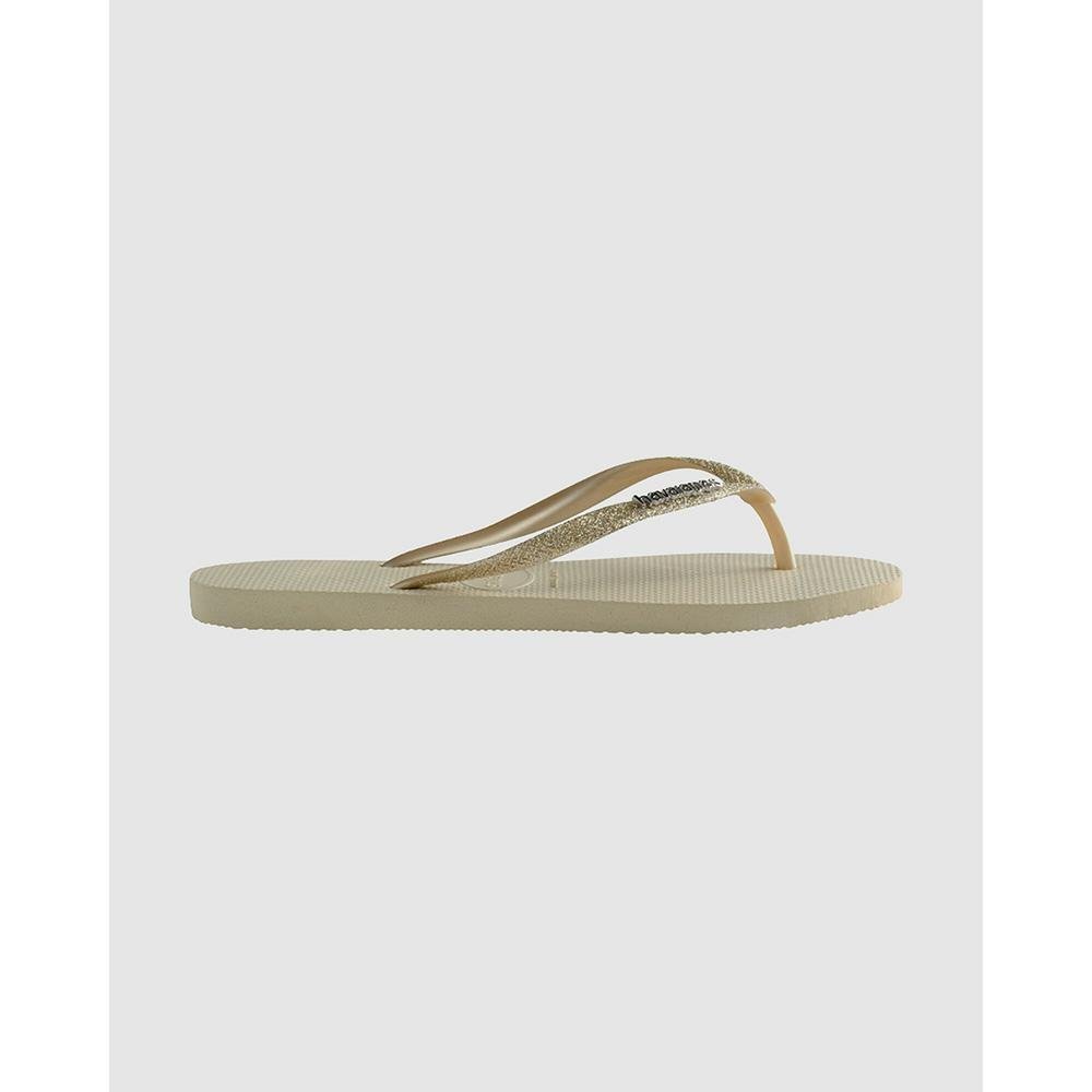 Havaianas Slim Metal Logo Glitter Beige - Kids