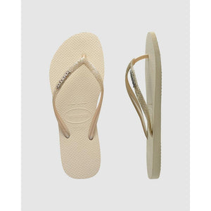 Havaianas Slim Metal Logo Glitter Beige - Kids