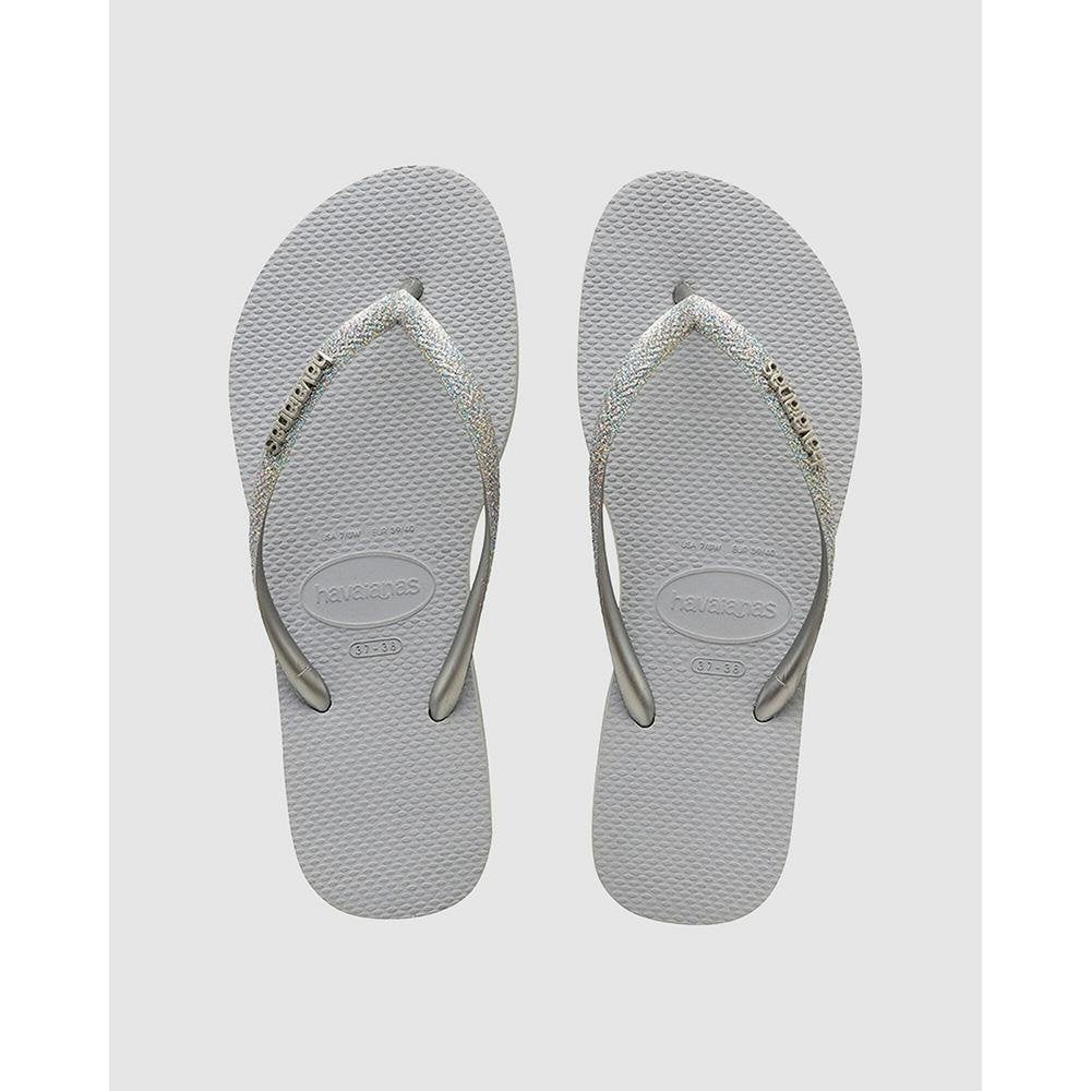 Havaianas Slim Metal Logo Glitter Ice Grey - Kids