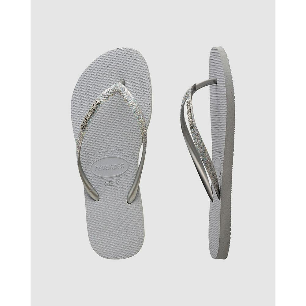 Havaianas Slim Metal Logo Glitter Ice Grey - Kids