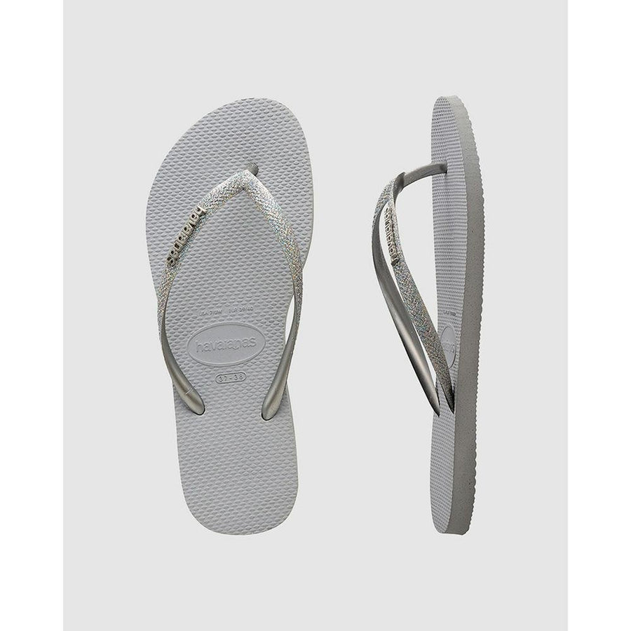 Havaianas Slim Metal Logo Glitter Ice Grey - Kids