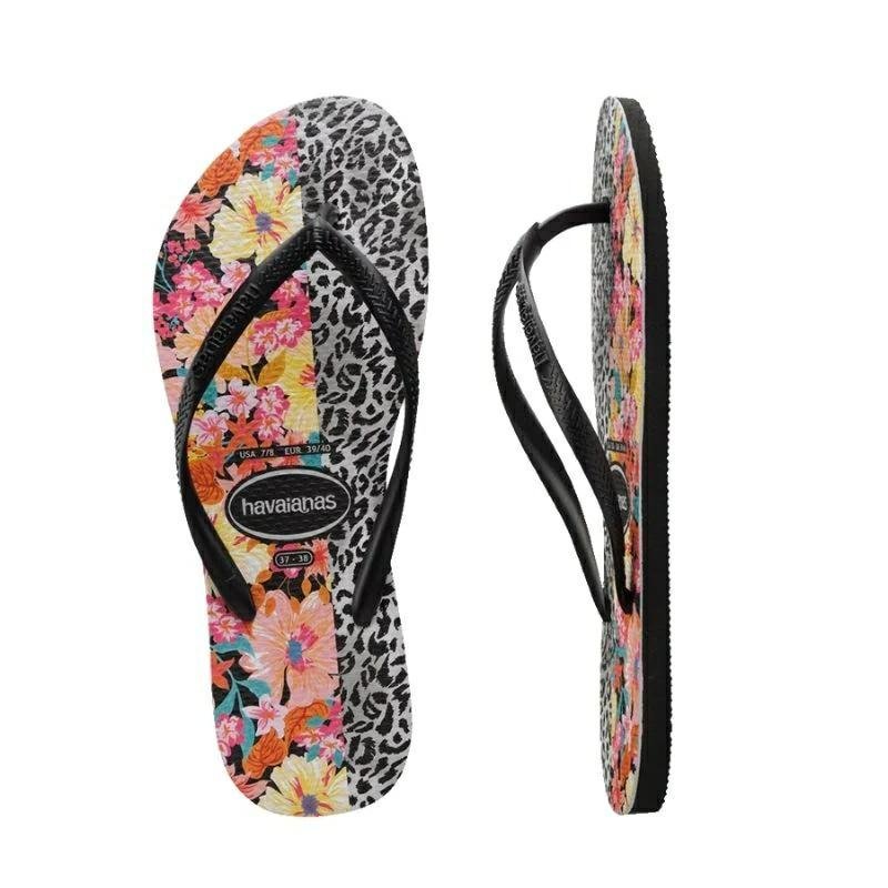 Havaianas Slim Print Floral Black/Black - Kids