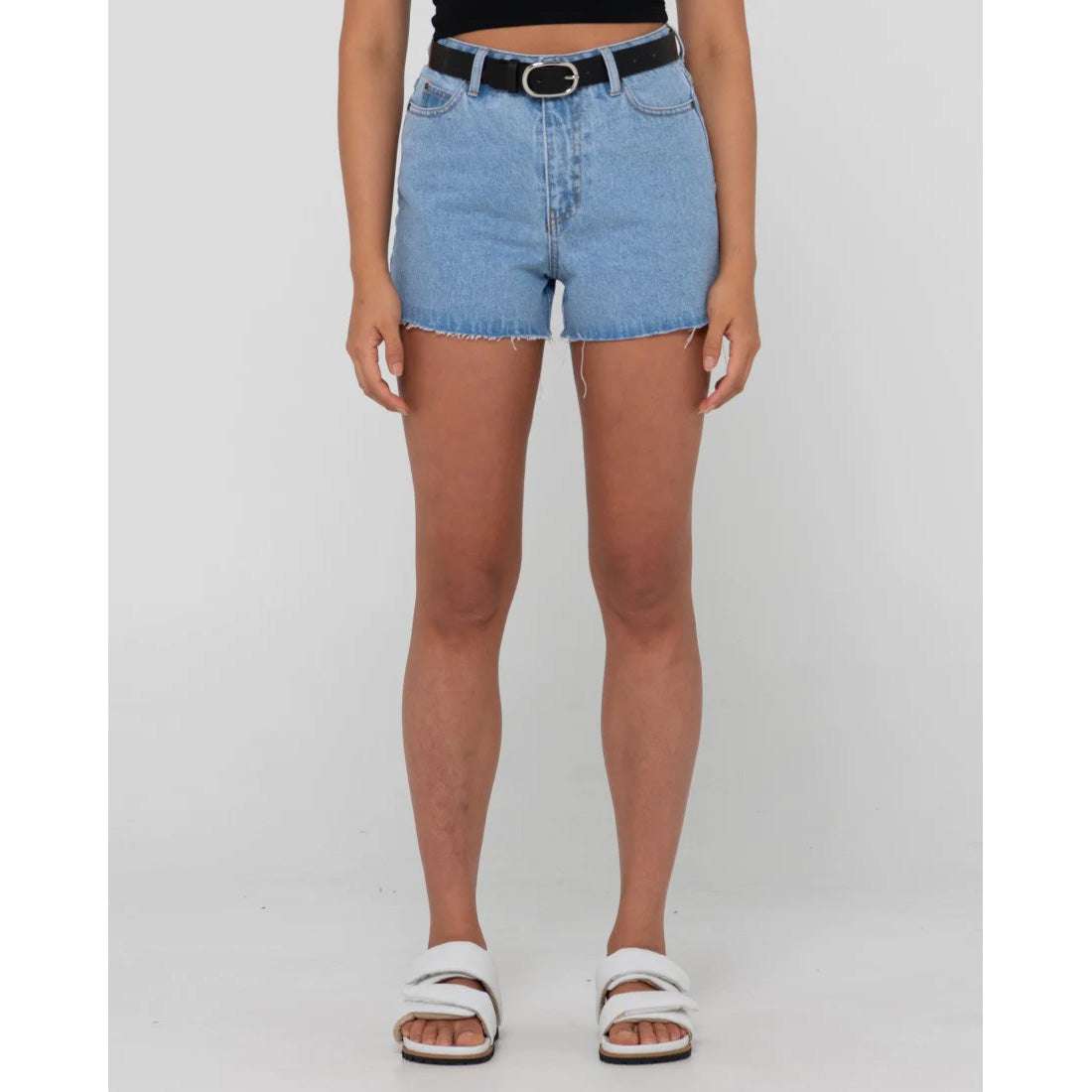 Rusty Malta High Waisted Frayed Denim Short