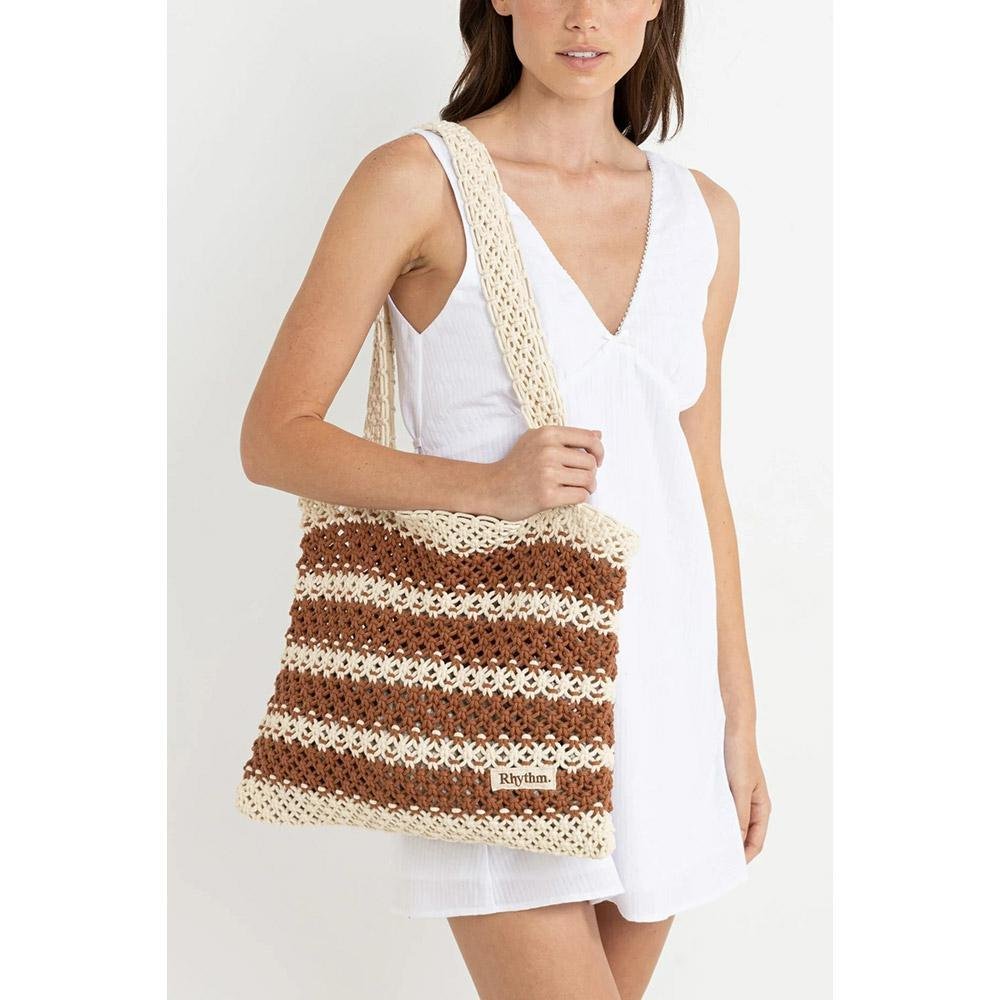 Rhythm Cove Stripe Crochet Tote Bag
