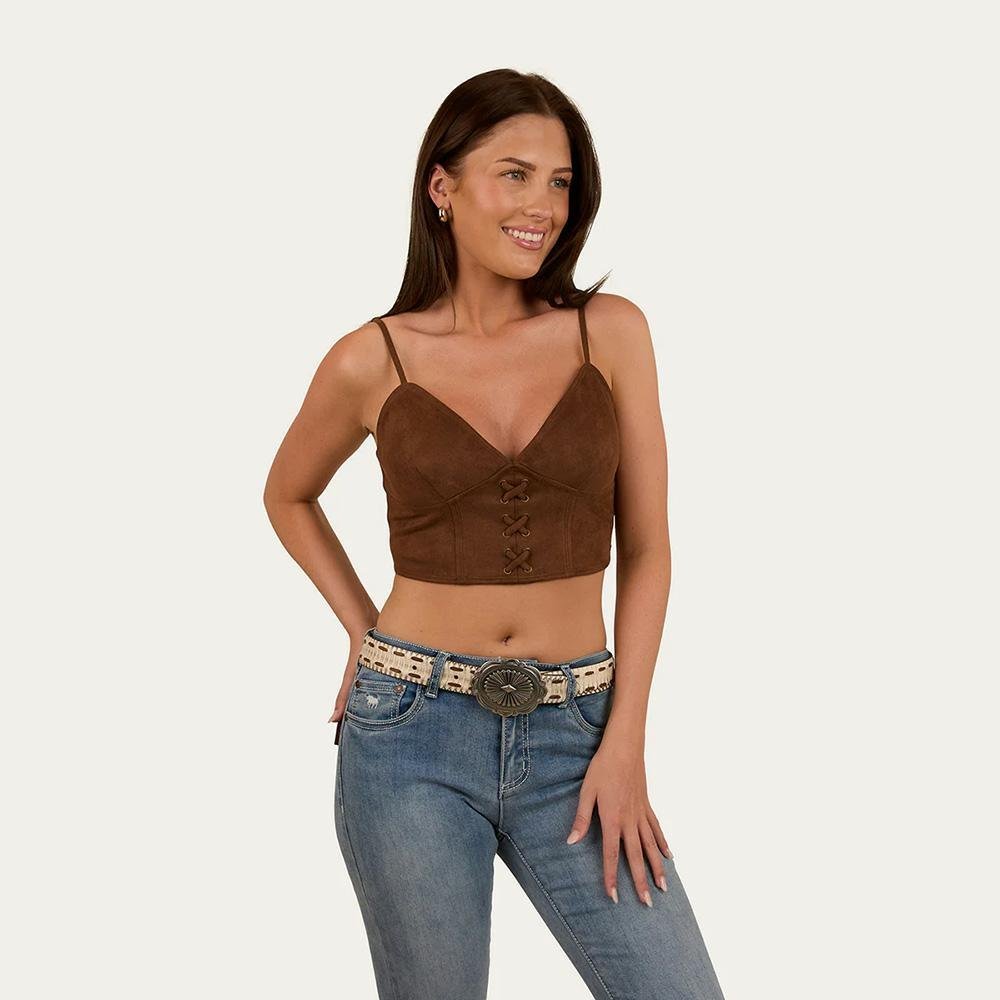 Ringers Western Ride Off Lace Up Top