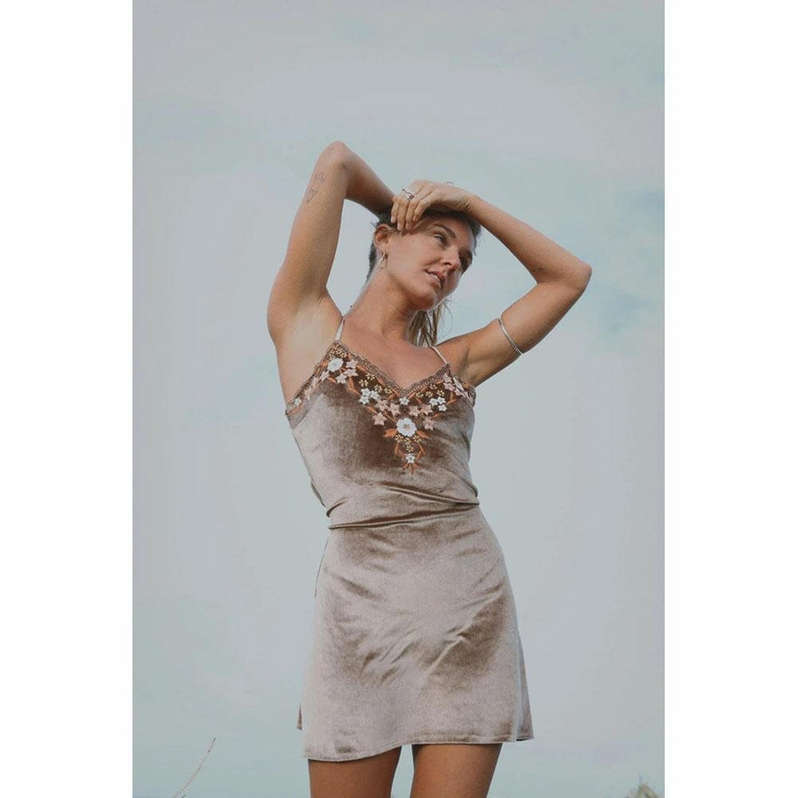 Barefoot Blonde Hendrix Mini Dress - Mocha