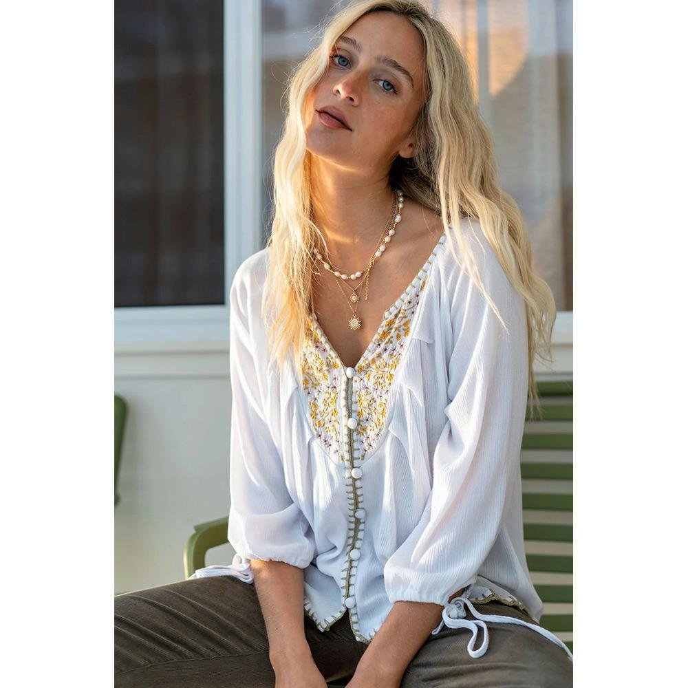 Barefoot Blonde Lexi Embroidered Blouse