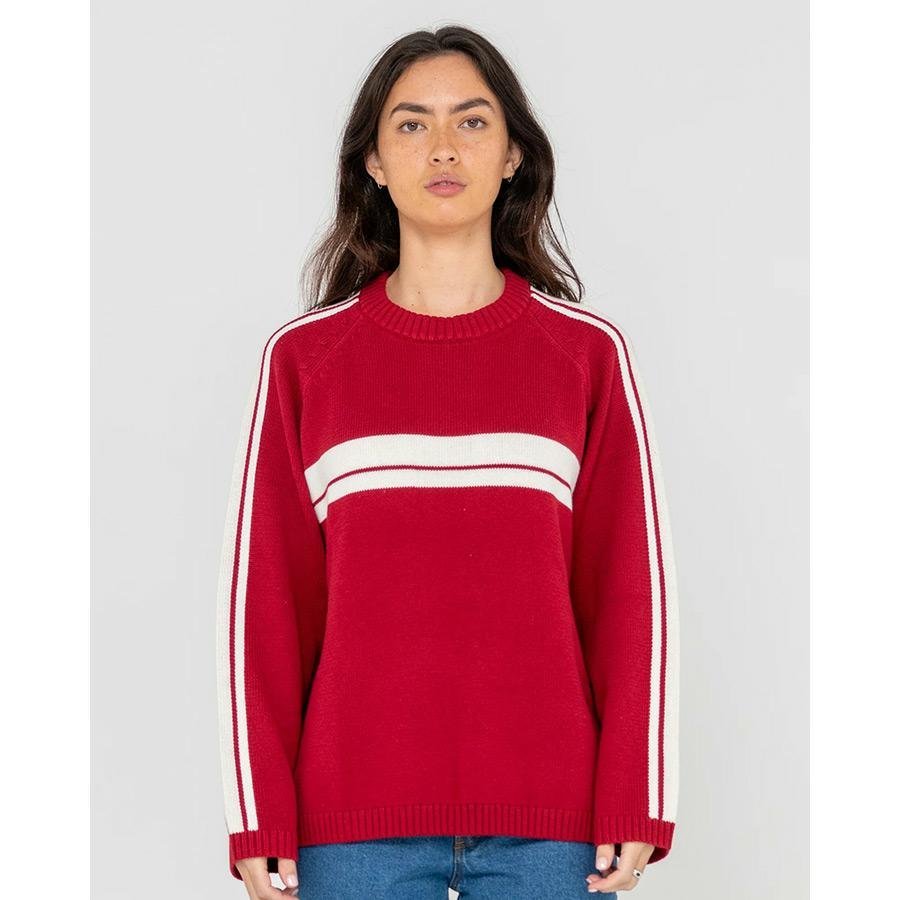 Rusty White Lines Crew Neck Knit