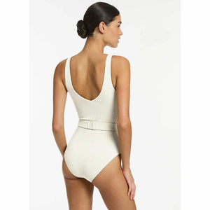 Jets Isla Rib V Neck Belted One Piece