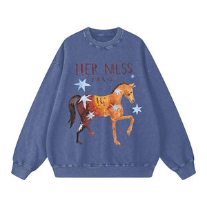 Maku Her Mess Acid Wash Crew Neck