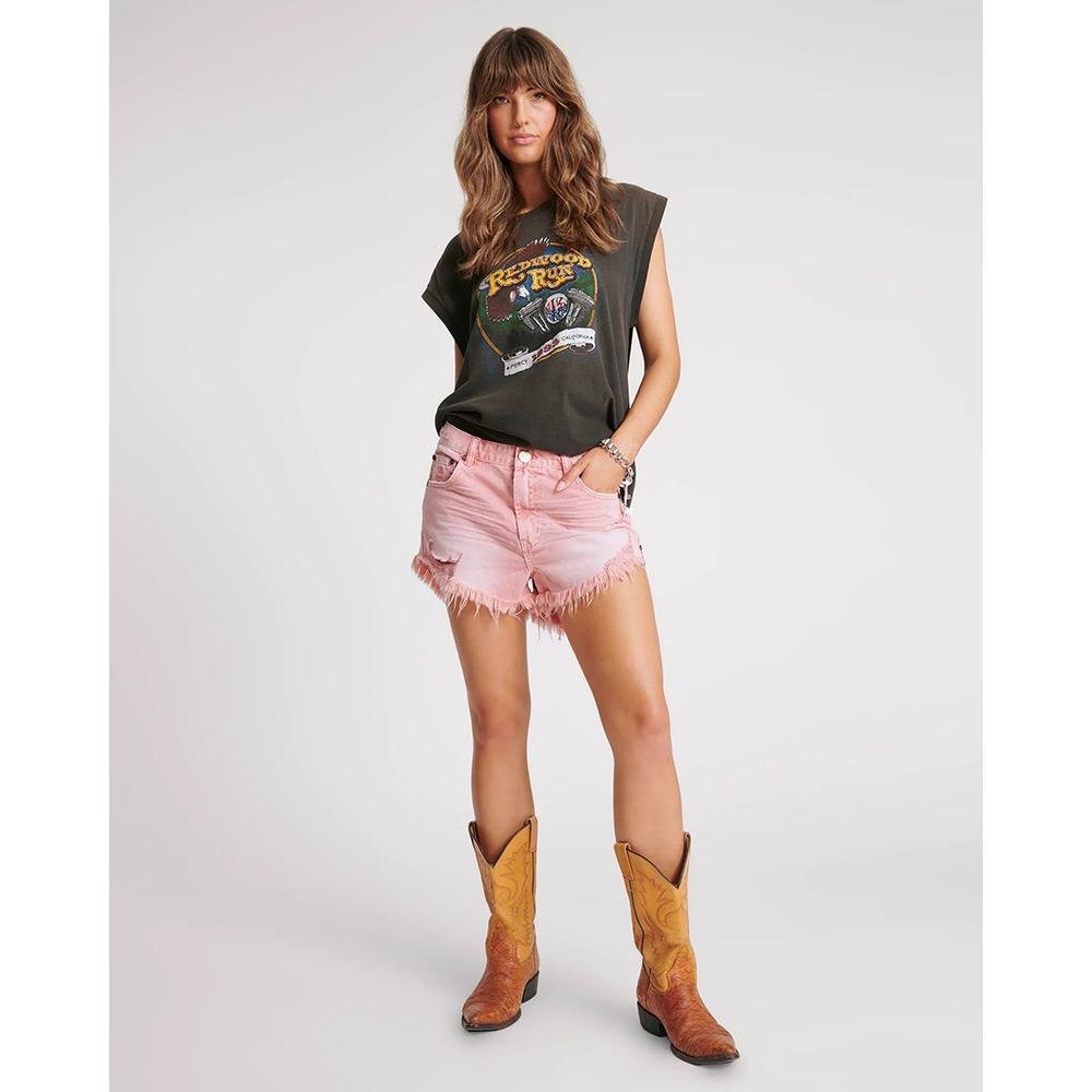 One Teaspoon Outlaws Mid Length Denim Short - Vintage Red