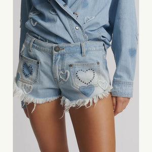 One Teaspoon Retro Dukes Low Waist Mini Denim Shorts