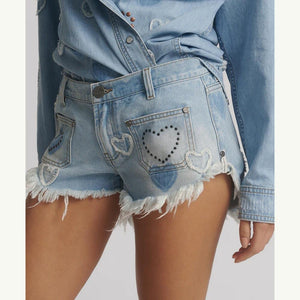 One Teaspoon Retro Dukes Low Waist Mini Denim Shorts