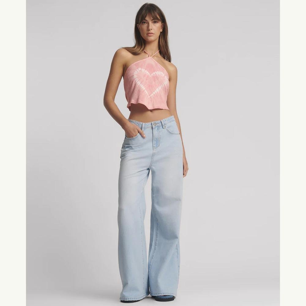 One Teaspoon Love Machines Mid Waist Super Wide Leg Denim