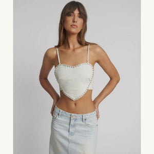 One Teaspoon Denim Heart Backless Crop Top