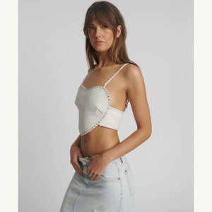 One Teaspoon Denim Heart Backless Crop Top