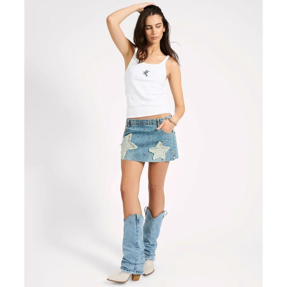 One Teaspoon Axel Star Low Waist Micro Mini Denim Skrt