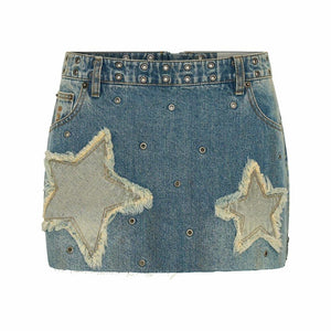 One Teaspoon Axel Star Low Waist Micro Mini Denim Skrt