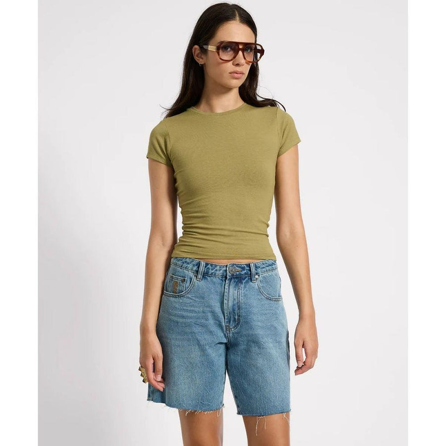 One Teaspoon Jacksons Mid Waist Wide Leg Shorts