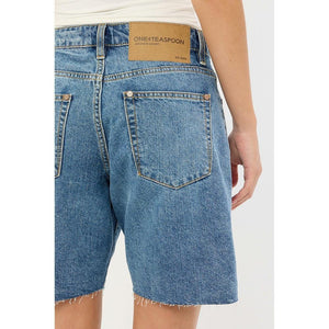 One Teaspoon Jacksons Mid Waist Wide Leg Denim Shorts