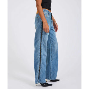 One Teaspoon Low Riders Low Waist Wide Leg Zipped Denim Jeans