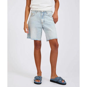 One Teaspoon Jacksons Mid Waist Wide Leg Denim Shorts