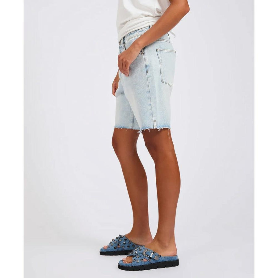 One Teaspoon Jacksons Mid Waist Wide Leg Denim Shorts