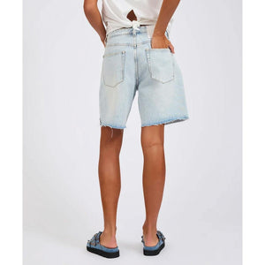 One Teaspoon Jacksons Mid Waist Wide Leg Denim Shorts