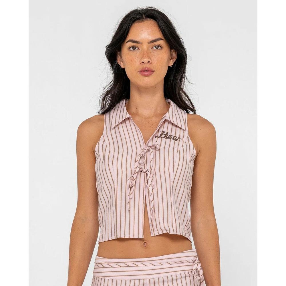 Rusty Rhysand Stripe Tie Front Top