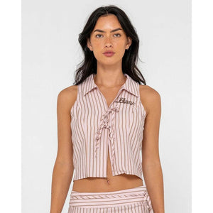 Rusty Rhysand Stripe Tie Front Top