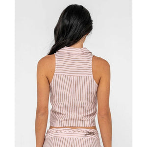 Rusty Rhysand Stripe Tie Front Top