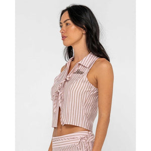 Rusty Rhysand Stripe Tie Front Top