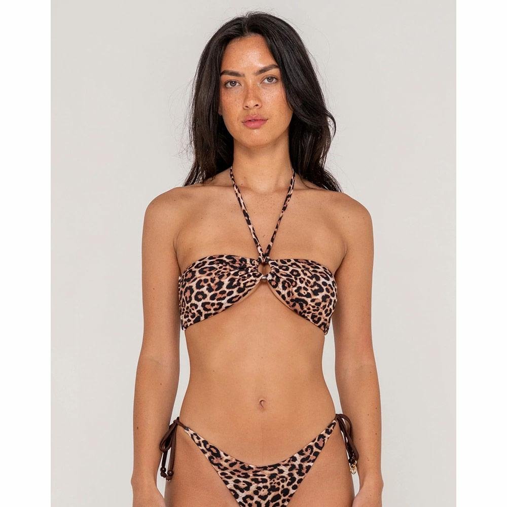 Rusty Lennie Leopard Bandeau Bikini Top
