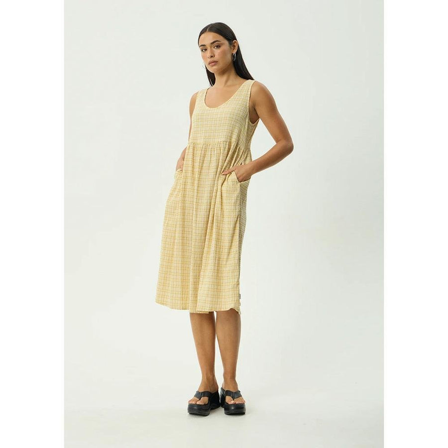 Afends Sunday Seersucker Check Midi Dress