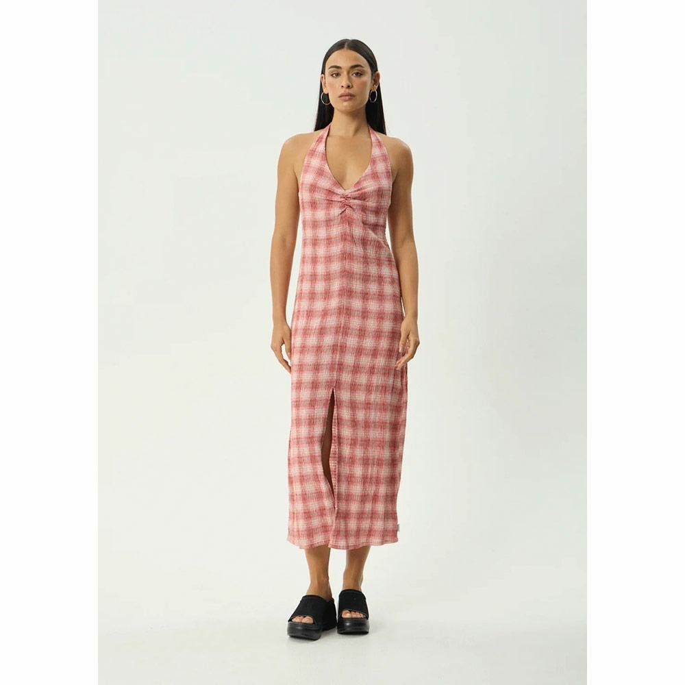 Afends Position Andy Seersucker Halter Dress