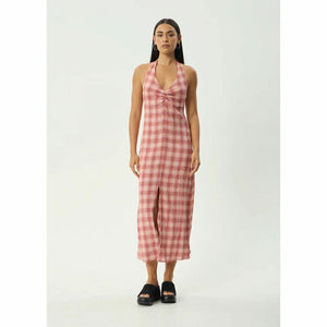 Afends Position Andy Seersucker Halter Dress