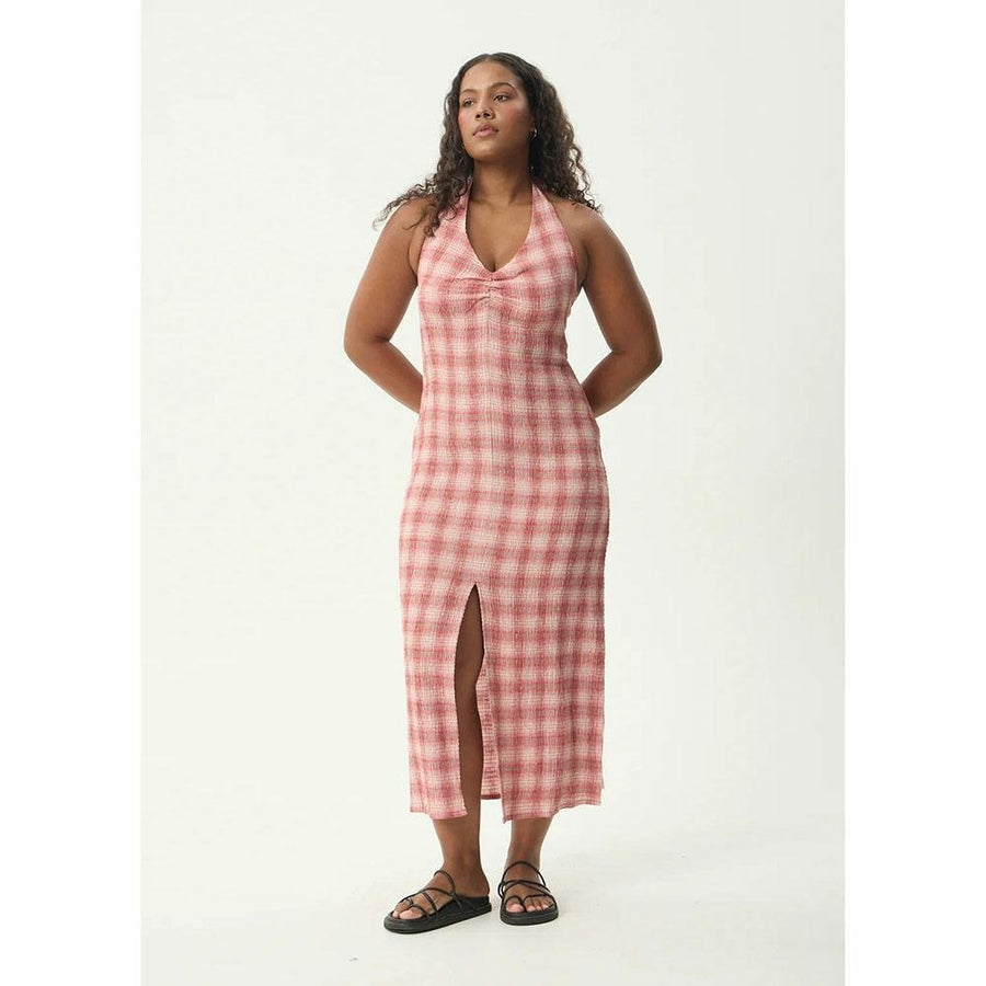 Afends Position Andy Seersucker Halter Dress