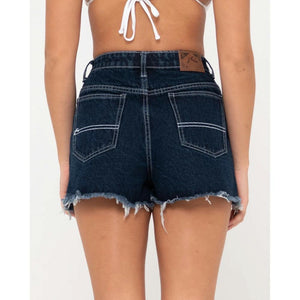 Rusty Penny Kick Flare High Waisted Denim Short