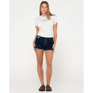 Rusty Penny Kick Flare High Waisted Denim Short