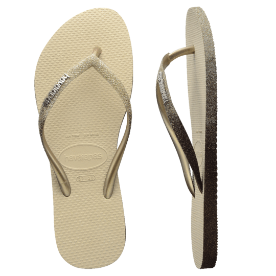 Havaianas Slim Sparkle Thongs Sand Grey Love Iguana
